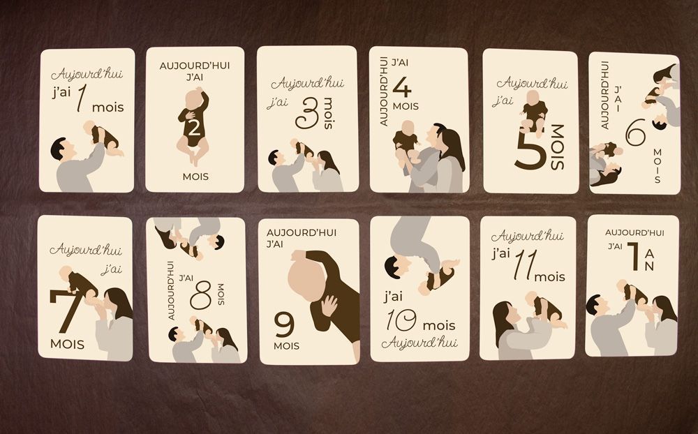 Cartes étapes bébé dessin famille (Le Faire-Part Français) - Image 1