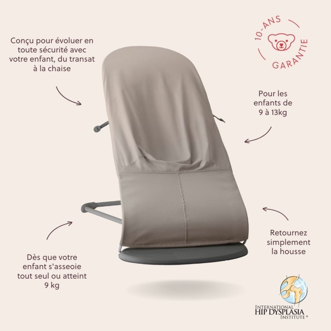 Transat Balance Soft Balance Soft Tri Fabric gris sable (BabyBjörn) - Image 10