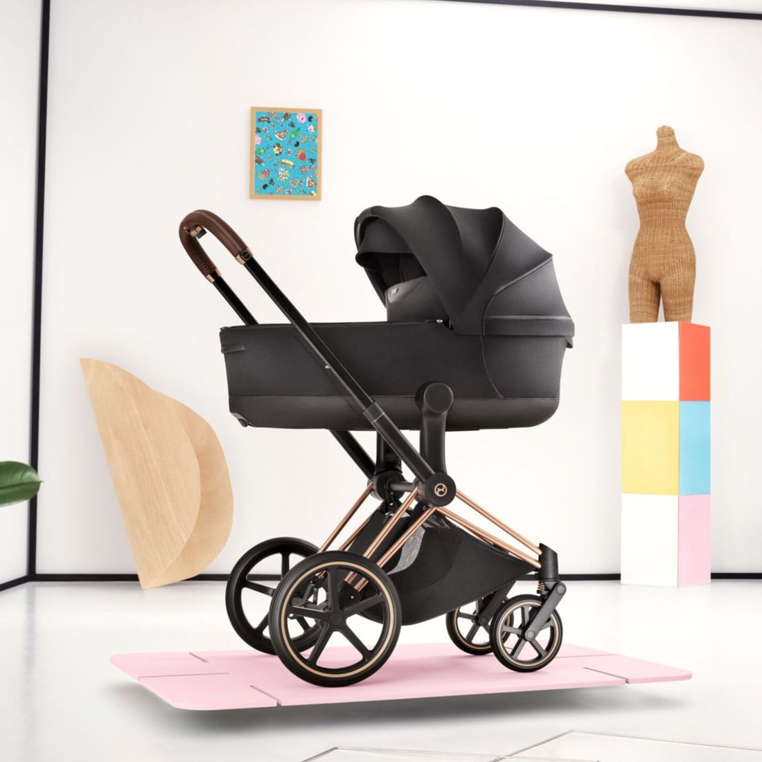 Duo PRIAM 2026 Poussette tout-terrain avec nacelle pliable et Châssis Rose Gold Sepia Black (Cybex) - Image 3