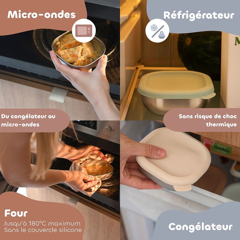 Lot de 3 boîtes repas multi-usage en inox (Béaba) - Image 4