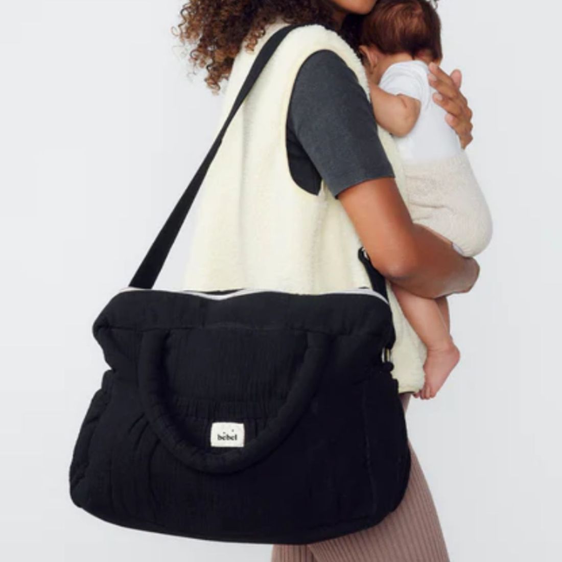 Sac à langer à anses noir réglisse Comme un bonbon (BEBEL) - Image 1
