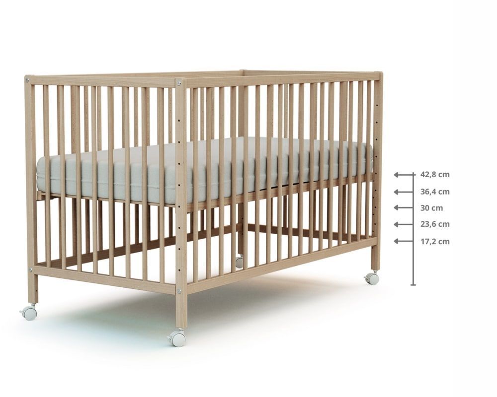 Lit bébé cododo en bois hêtre brut 60 x 120 cm (Webaby) - Image 3