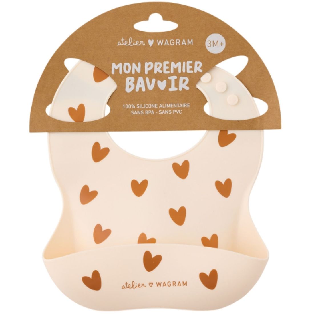 Bavoir en silicone Coeurs Crème (Atelier Wagram) - Image 6