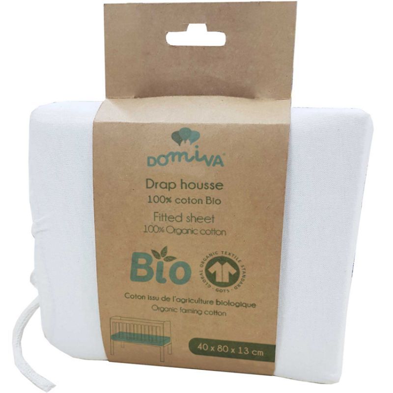 Drap housse de berceau en coton bio blanc (40 x 80 cm) (Domiva) - Image 4
