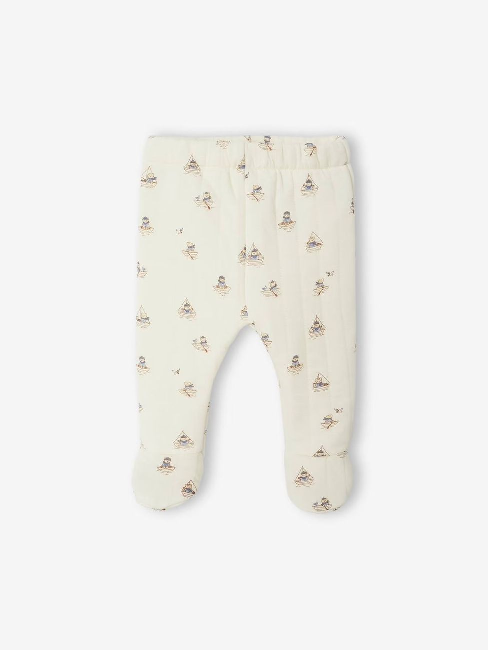 Ensemble matelassé gilet + pantalon à pieds entièrement imprimé écru (Vertbaudet) - Image 1
