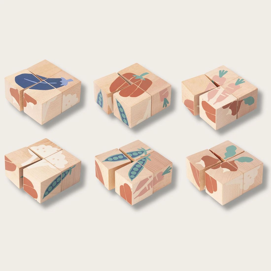 Cubes en bois Veggies (Nobodinoz) - Image 1