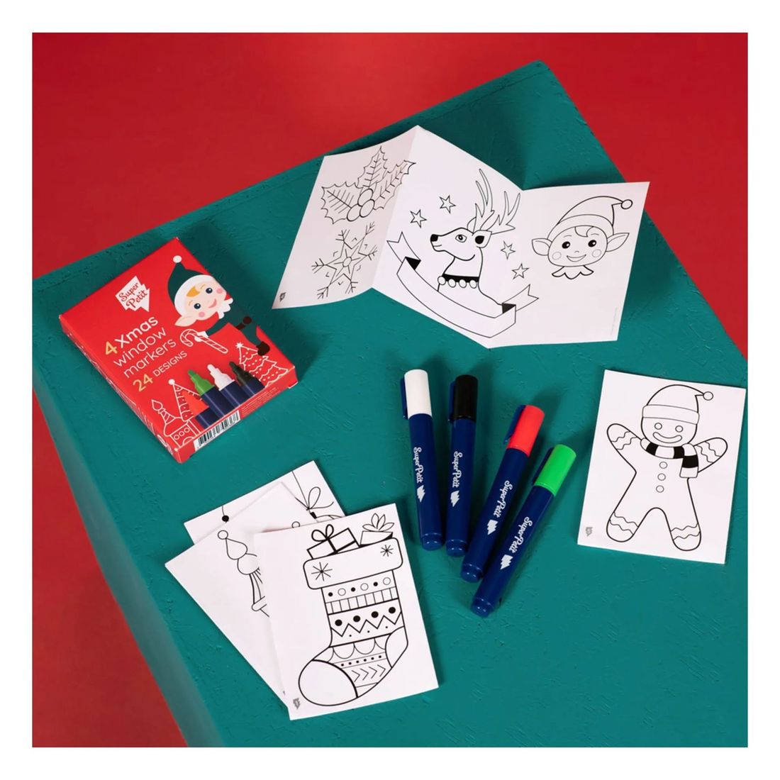 Superpetit - Coffret de 4 feutres pour vitres avec modèles de Noël (Superpetit) - Image 1