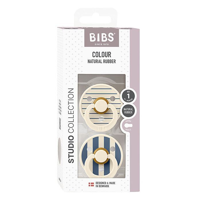 Lot de 2 Sucettes Rondes Bibs Studio Pin Steel Blue - 0/6 Mois (Bibs) - Image 1