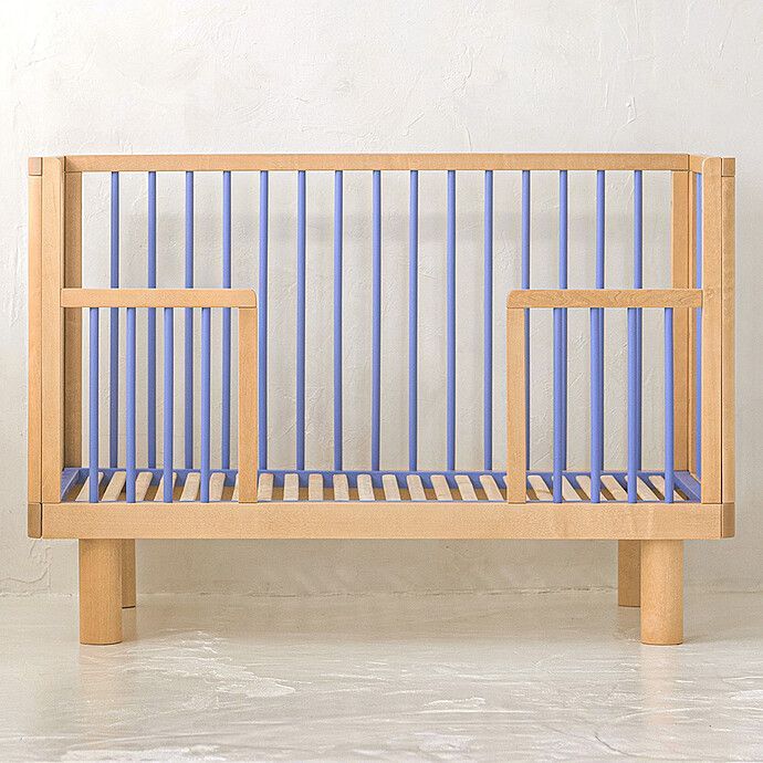 Lit Bébé Evolutif Nox Bois Naturel et Bleu - 60 x 120 cm (Karl & Fric) - Image 4