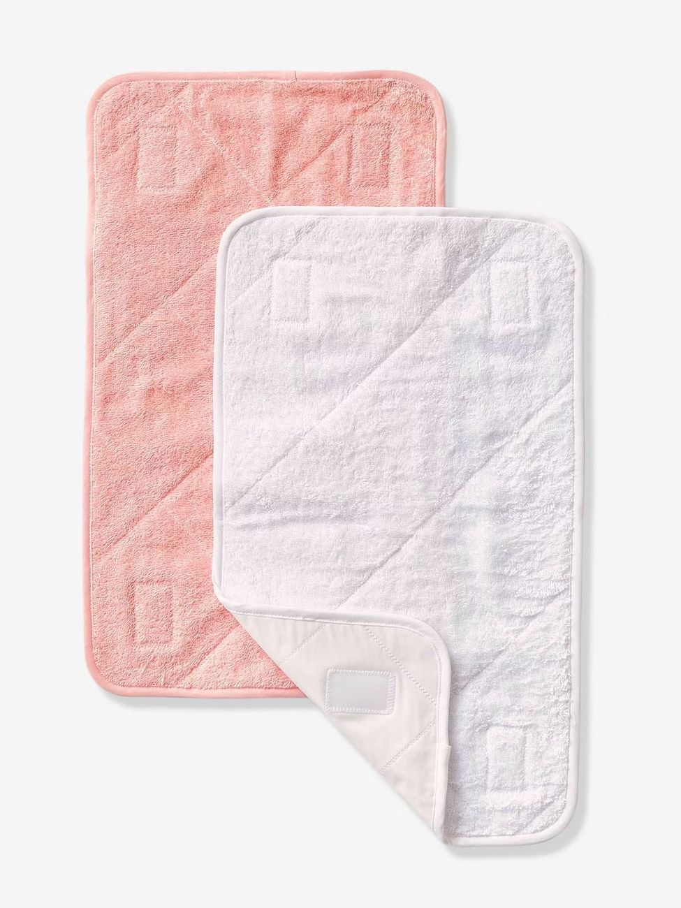 Lot 2 serviettes de rechange matelas à langer rose pâle + blanc (Vertbaudet) - Couverture