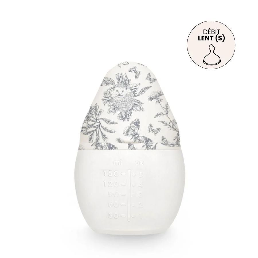 Coffret Biberon + Doudou | Tartine et Chocolat "Toile de Jouy" Gris (Elhée) - Image 2