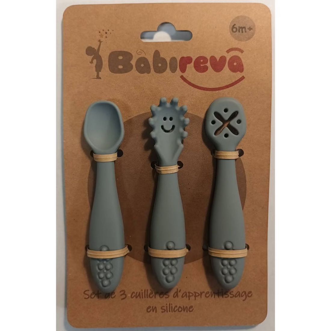 Lot De 3 Cuillères D'apprentissage En Silicone Gris (Babireva) - Image 1