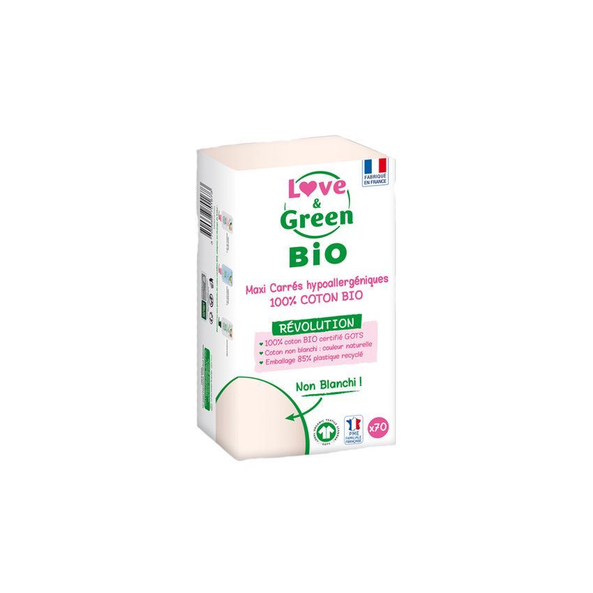 Lot de 70 maxi carrés de coton - Blanc (Love & Green) - Couverture