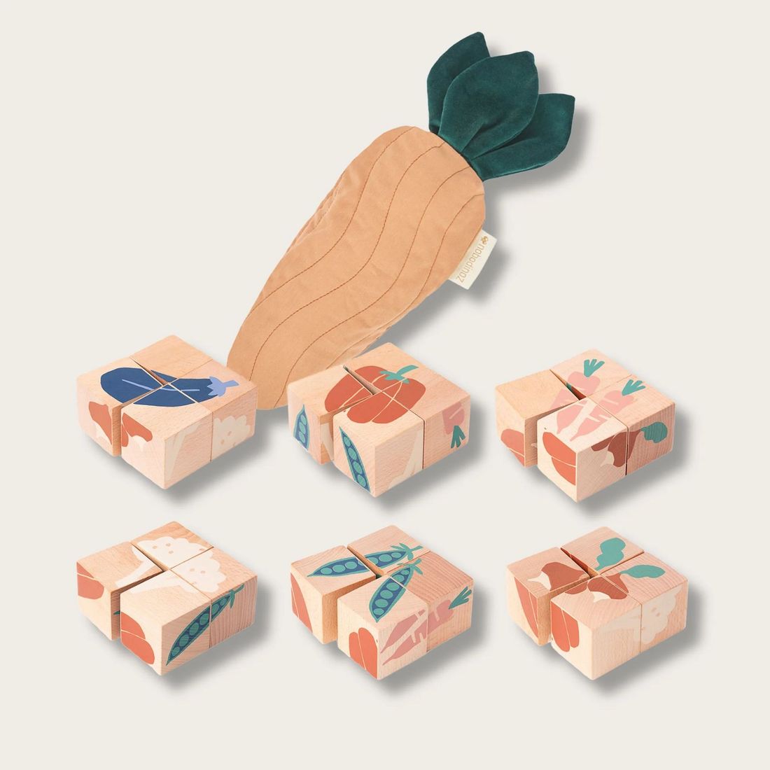 Cubes en bois Veggies (Nobodinoz) - Image 2