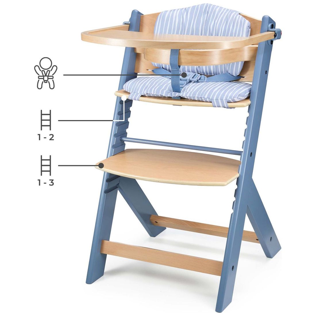 Chaise haute évolutive Enock avec coussin Nordic Breeze (Kinderkraft) - Image 5