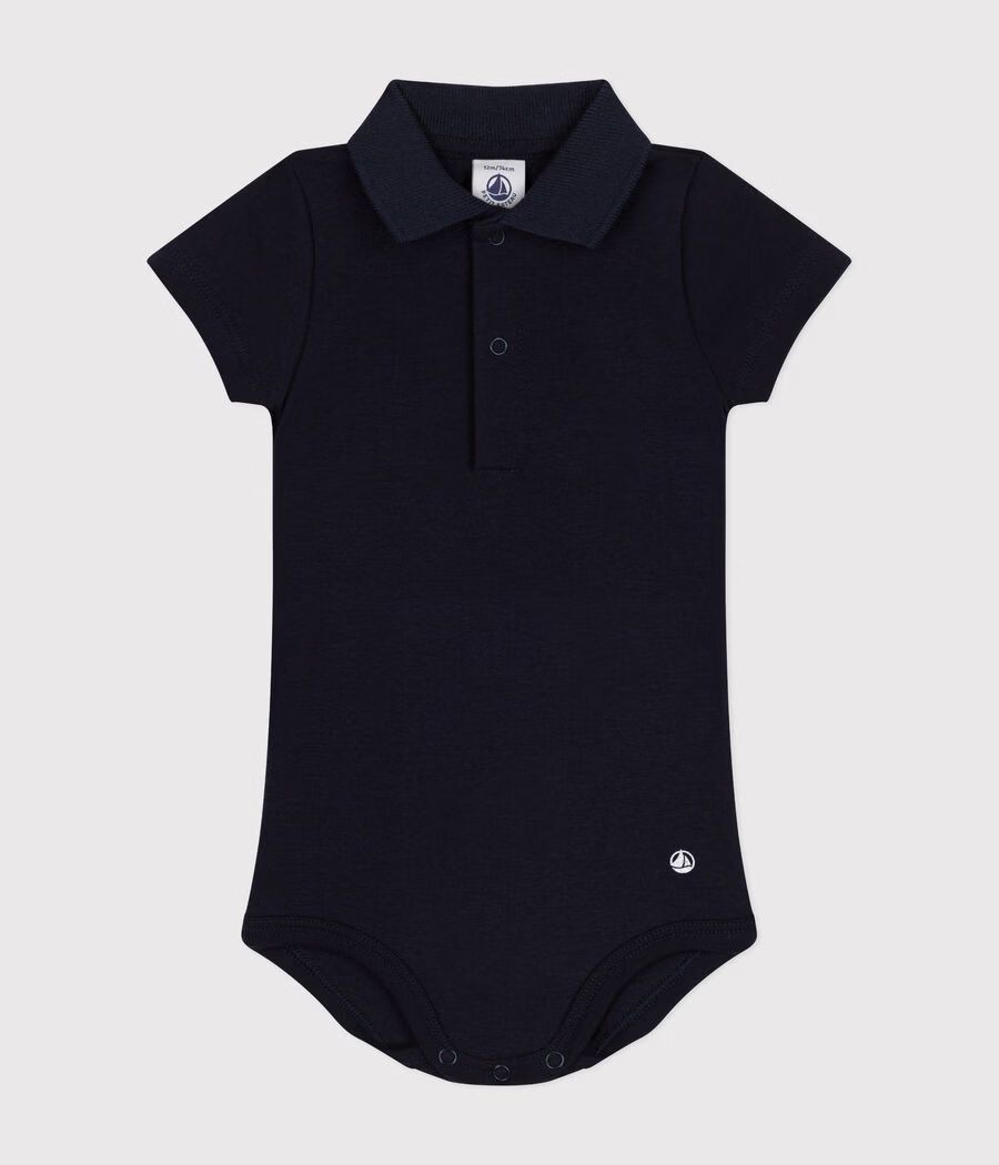 Body manches courtes bébé col polo en coton (Petit Bateau) - Couverture