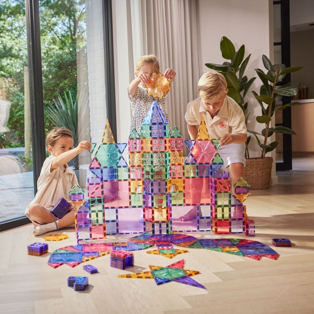 Mega kit de construction magnétique Creative Pastel (210 pièces) (Cleverclixx) - Image 2