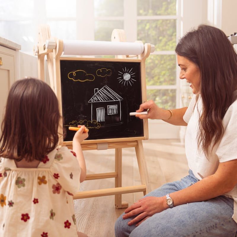 Tour d'apprentissage pliable et tableau créatif en bois fsc® pour enfant dès 18 (Active Tots) - Image 2