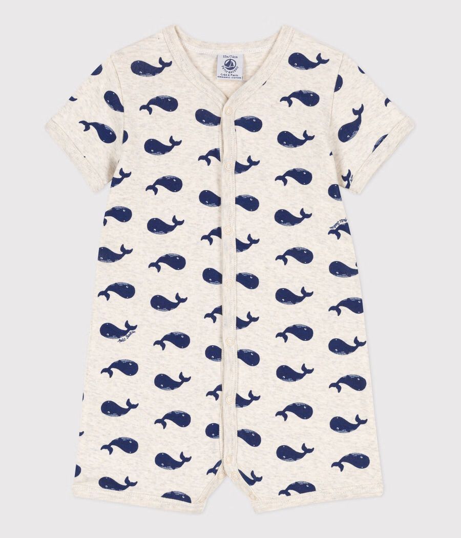 Combinaison courte baleines marines en coton bébé (Petit Bateau) - Couverture