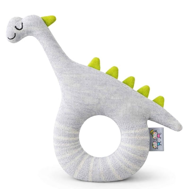 Hochet bébé coton tricoté dinosaure (Sevira Kids) - Image 1
