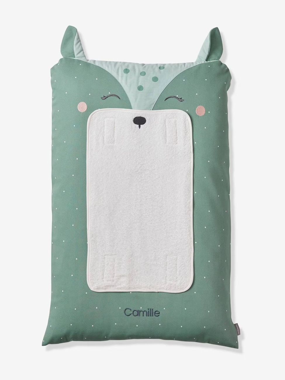 Housse matelas à langer personnalisable BICHE vert imprimé (Vertbaudet) - Couverture
