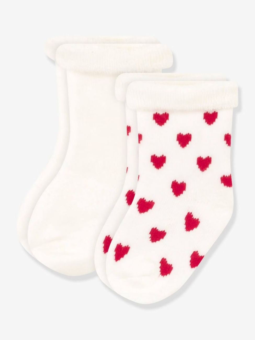 Lot de 2 paires de chaussettes bébé en tricot blanc imprimé (Petit Bateau) - Couverture