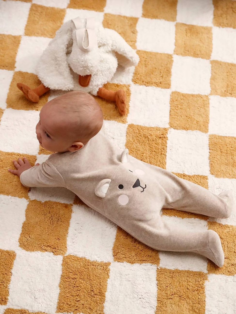 Pyjama bébé mixte velours animal personnalisable beige chiné (Vertbaudet) - Couverture