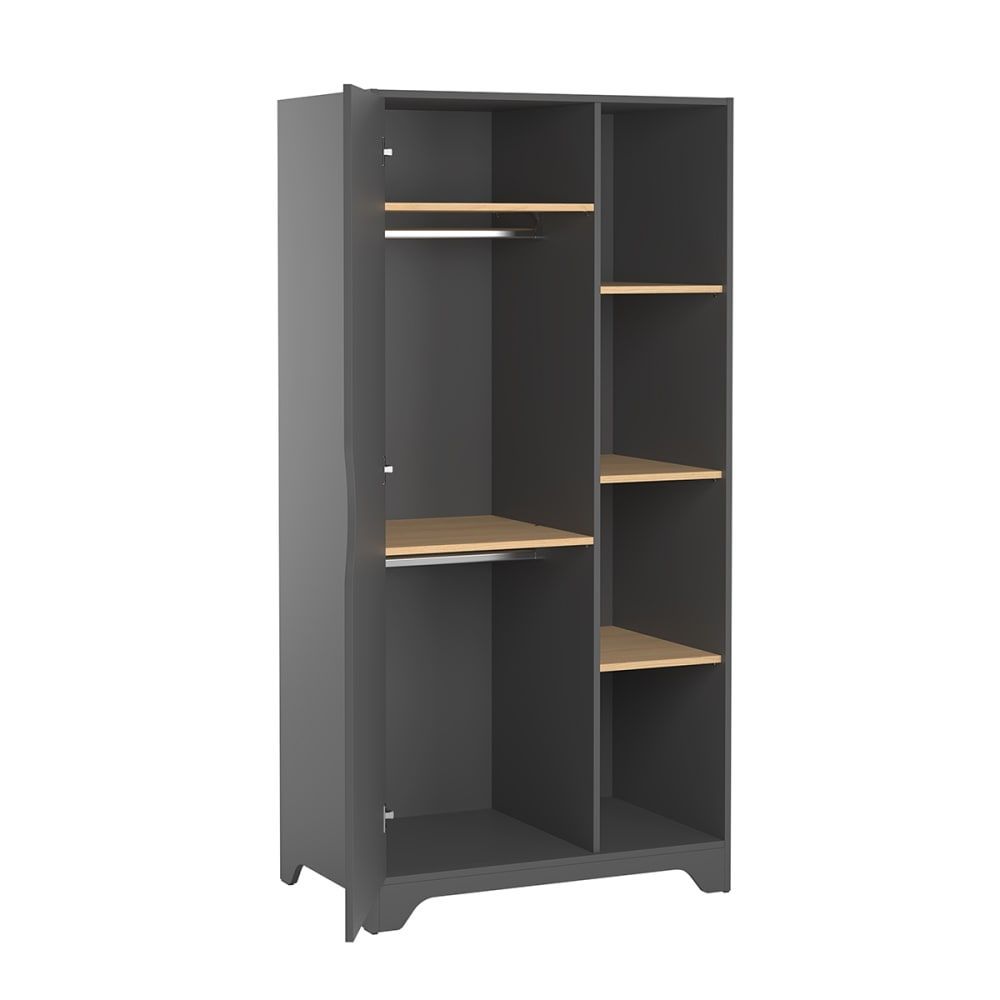 Armoire 1 porte leaf panneaux mélaminés gris (Vox) - Image 3