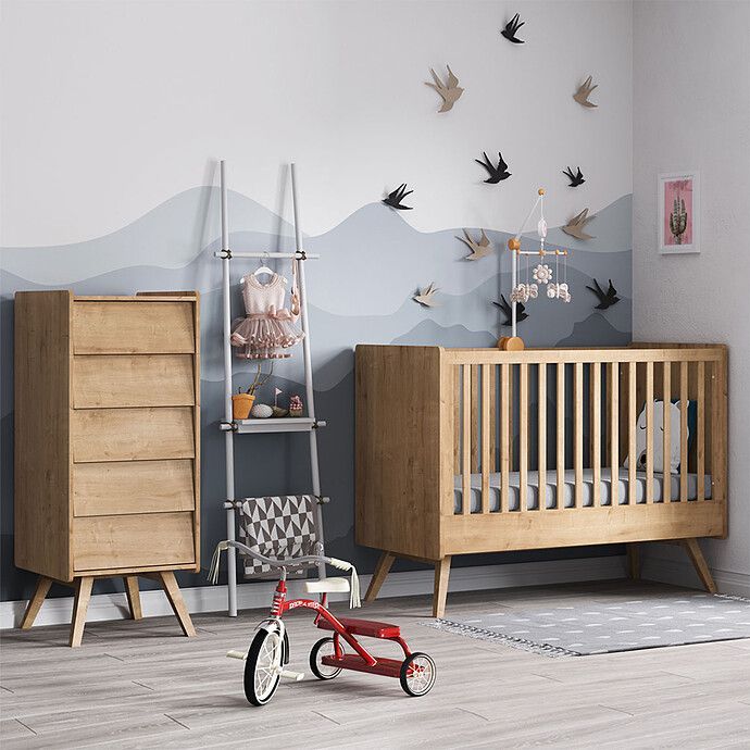 Lit Bébé Evolutif Vintage Chêne - 70 x 140 cm (Vox Meubles) - Image 1