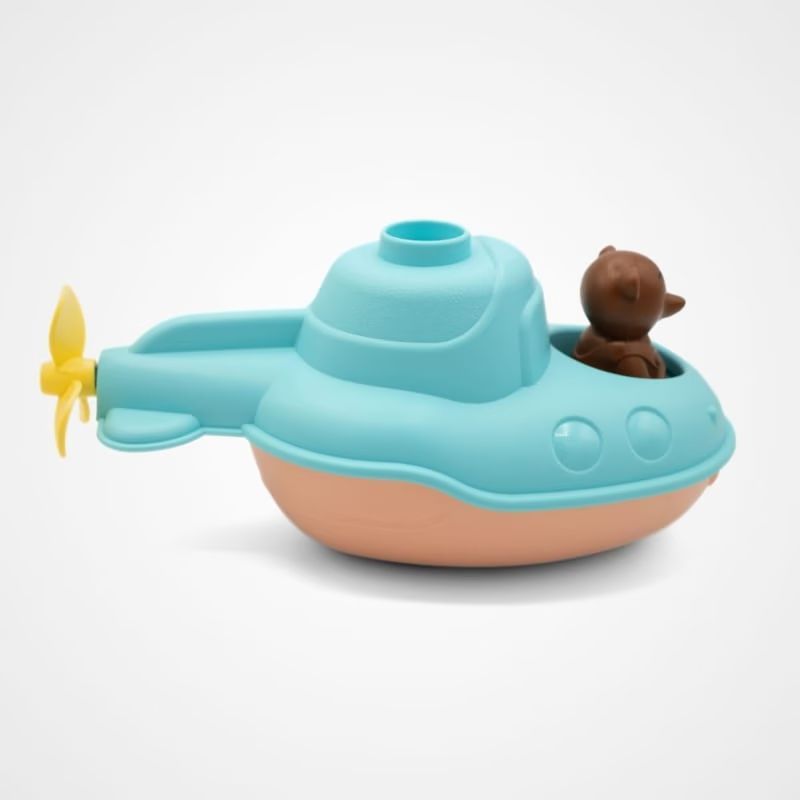 Jouet de bain made in france en matière recyclée sous-marin de petit ours brun (Le Jouet Simple) - Image 3