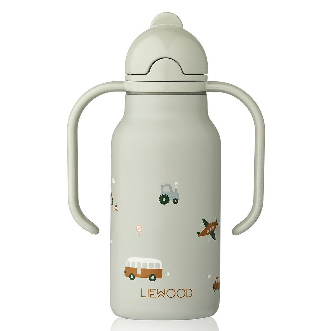 Gourde avec Poignées Kimmie Vehicles Dove Blue Mix - 250 ml (Liewood) - Couverture
