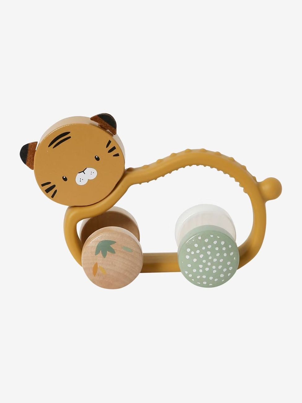 Hochet tigre en silicone et bois FSC® TANZANIE orange (Vertbaudet) - Image 1
