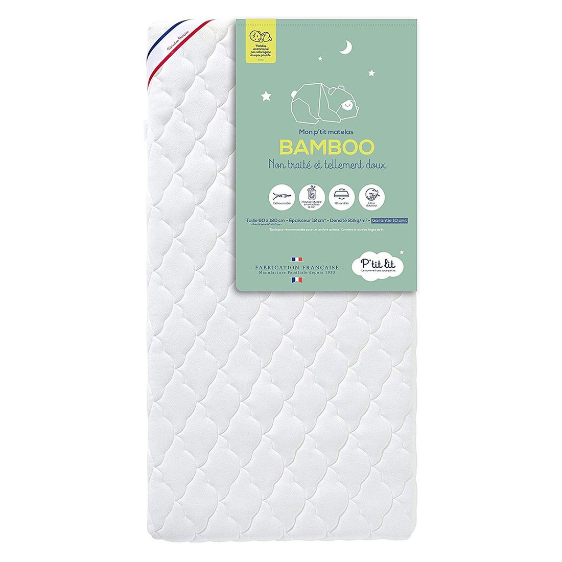 Matelas Mon P'tit Matelas Bamboo - 60 x 120 cm (P'Tit Lit) - Image 1