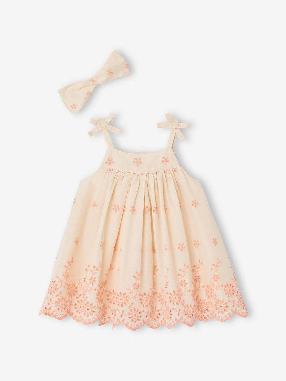 Robe brodée et son bandeau assorti bébé écru (Vertbaudet) - Image 2