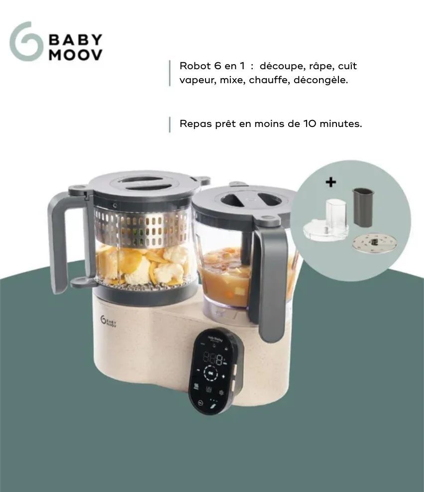 Robot cuiseur Nutribaby Evolution - 6 en 1 avec découpe intégrée (Babymoov) - Image 5