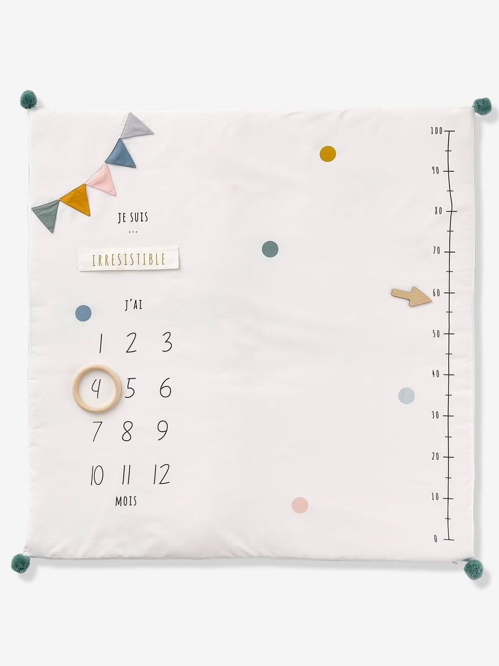 Tapis photo bébé personnalisable écru / vert (Vertbaudet) - Image 1