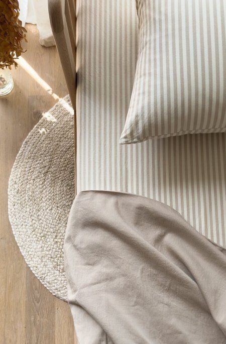 Drap housse bébé Percale Coton Bio Rayé Rayé Lin Percale coton b (Kadolis) - Image 3