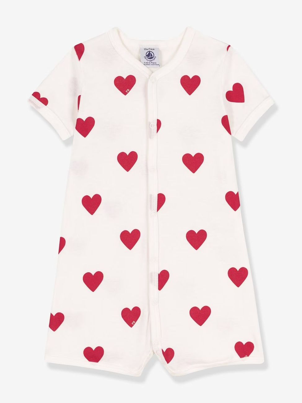 Combicourt bébé coton coeurs blanc (Petit Bateau) - Couverture