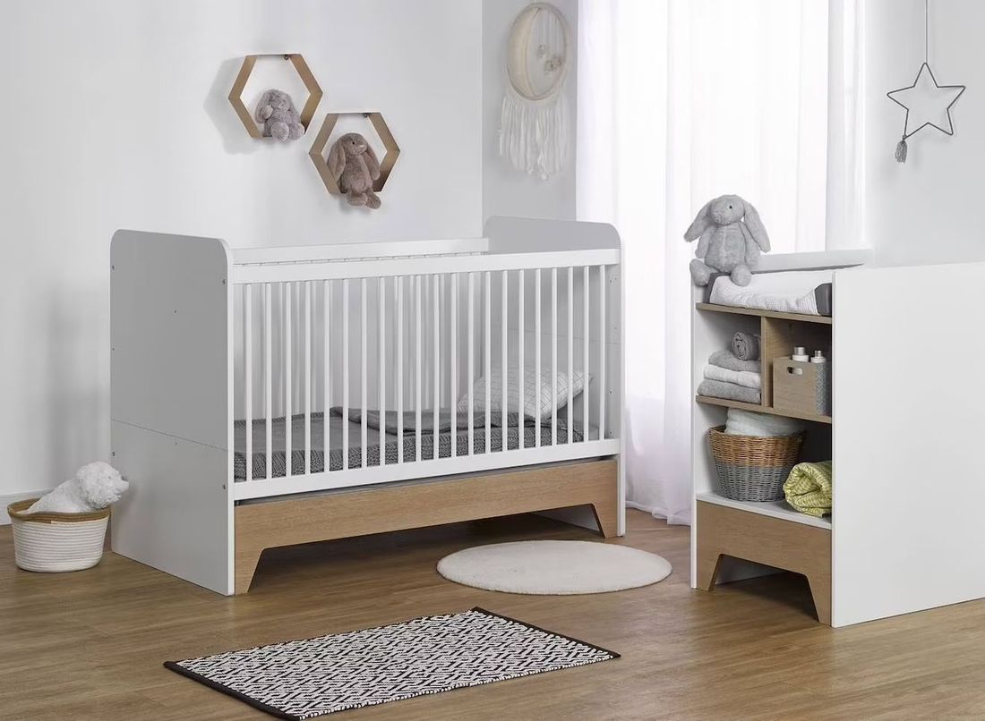 Lit Bébé Évolutif Avec Table À Langer Calisson Blanc & Bois (Chambrekids) - Image 3