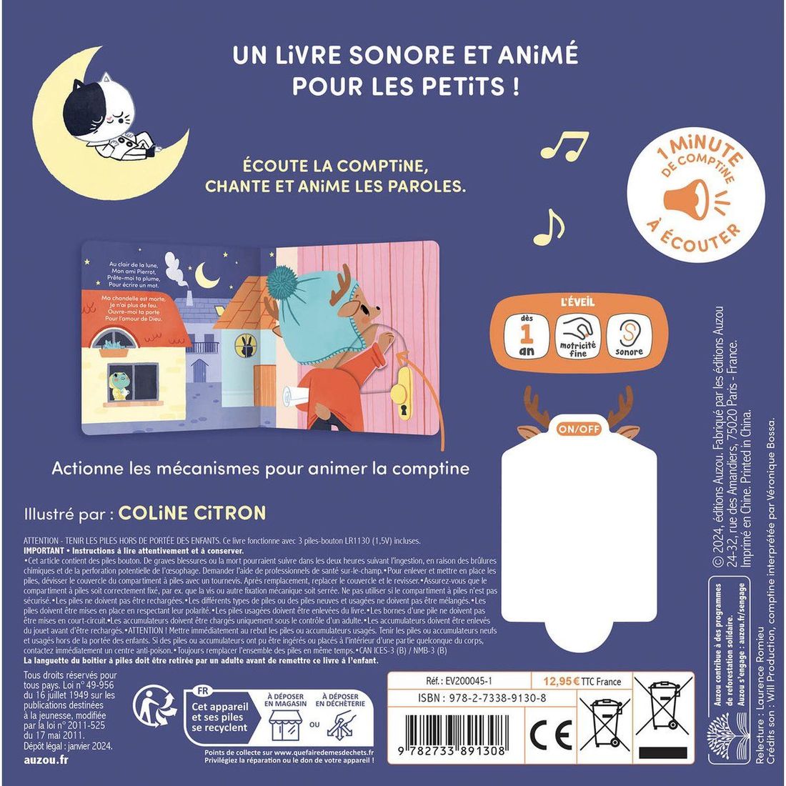 Livre sonore Ma comptine animée - Au clair de la lune (Auzou Editions) - Image 1