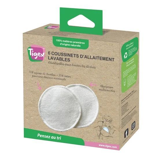 6 Coussinets d'allaitement lavables en viscose de bambou et coton (Tigex Collexion) - Couverture