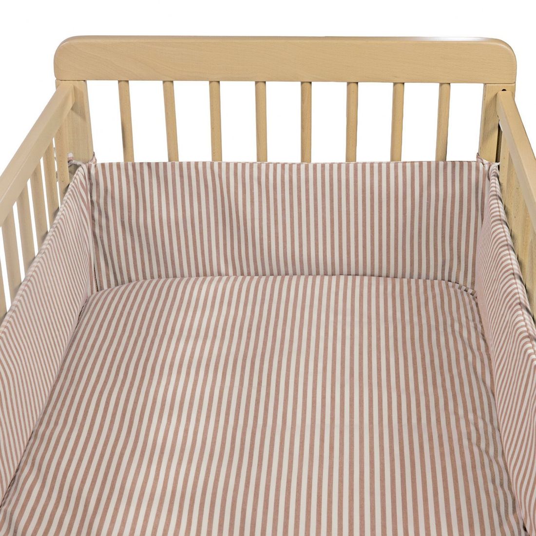 Tour de lit Praliné Vichy Rayures Moka (120x60 cm) (Walking Mum) - Image 7