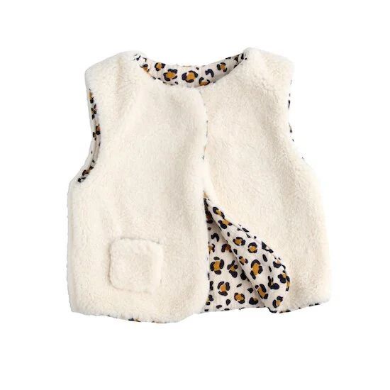 Gilet sans manches bébé en sherpa et gaze de coton Léopard (Sauthon) - Couverture