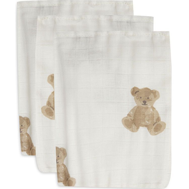Lot de 3 gants de toilette en coton ours Teddy Bear (Jollein) - Couverture