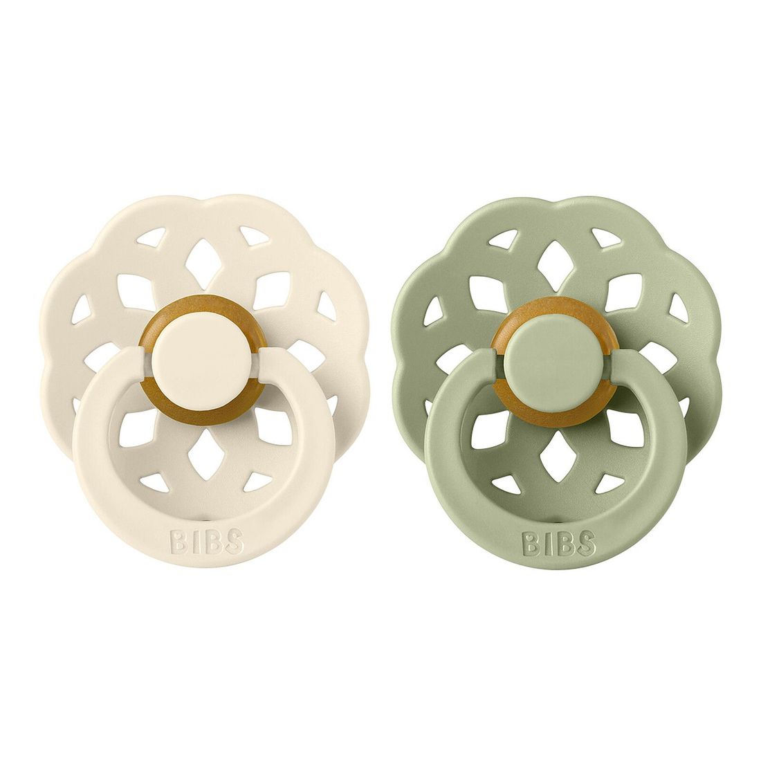 Lot de 2 Sucettes Rondes Boheme Ivory & Sage - 0/6 Mois (Bibs) - Image 1