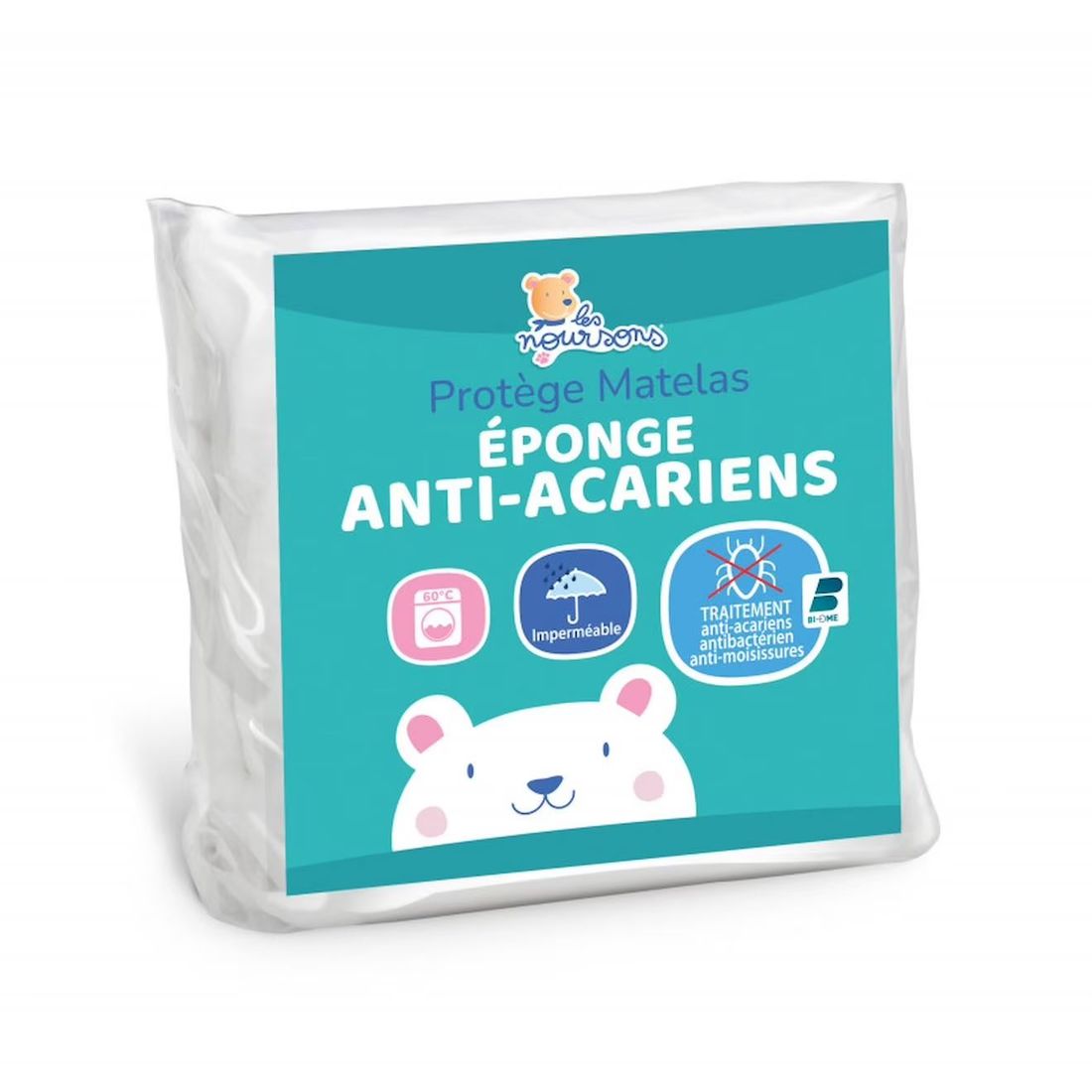 Protège Matelas Bébé Anti Acariens - Alèse Imperméable Blanc (Les Noursons) - Image 1