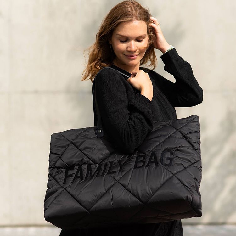 Sac à langer à anses Family bag matelassé noir (Childhome) - Image 3