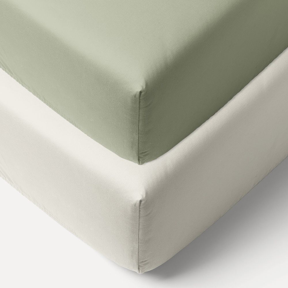 Petite Amélie | Lot de 2 draps-housses jersey coton bio | Blanc et vert olive | 40/45x90 cm | Conçus pour cododo Nuage (Petite Amélie) - Couverture