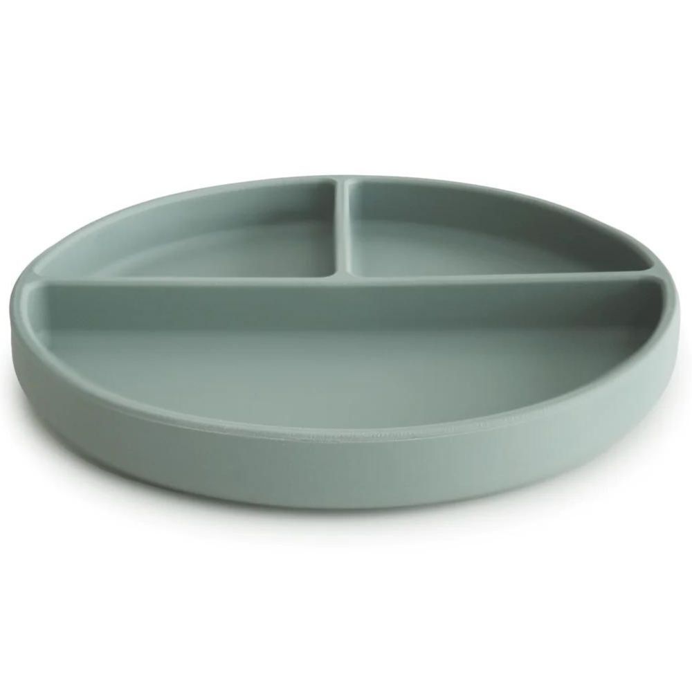 Assiette à compartiments en silicone avec ventouse Cambridge blue (Mushie) - Image 5