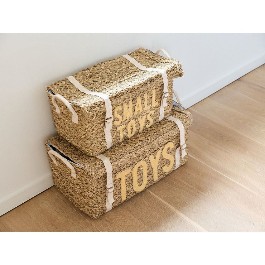 Paniers de rangement sous forme de coffres en Rotin Jaune 2pcs - Jaune (Childhome) - Image 5